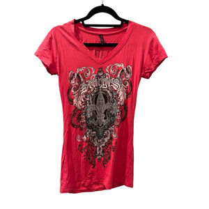 Y2k Sturgis Black Hills Rally Motorcycle Biker T-Shirt Size 1XL Rhinestone Pink